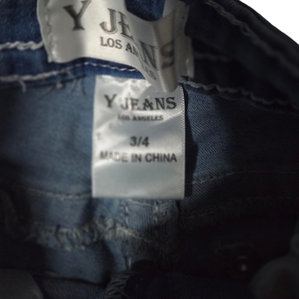 Y Jeans Los Angeles Embellished Bootcut Jeans Womens Sz 3/4 Cross Pocket - Picture 8 of 8